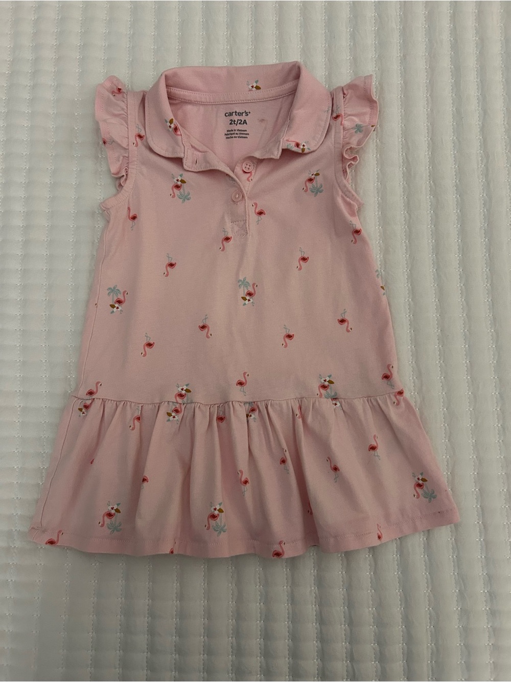 Carter's Light Pink Flamingo Sundress  with Ruffle Sleeves